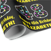 Gelukkige 48e verjaardag, Leuk Kleurrijk Sterren P Cadeaupapier (Rol Hoek)