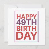 Gelukkige 49e verjaardag. kaart (Voorkant)