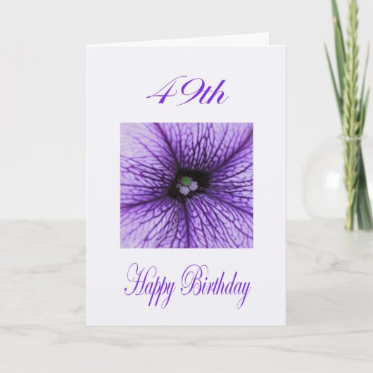 Gelukkige 49e Verjaardag paarse Blossom Kaart (Voorkant)