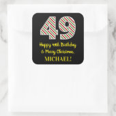 Gelukkige 49e Verjaardag & Vrolijke Kerstmis, Doua Vierkante Sticker (Tas)