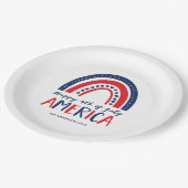 Gelukkige 4 juli Amerika | Rood Wit Blauw Regenboo Papieren Bordje (Gekanteld)