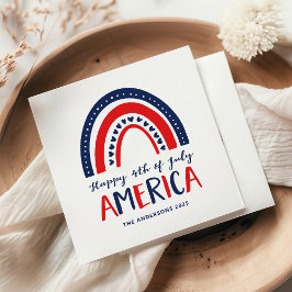Gelukkige 4 juli Amerika | Rood Wit Blauw Regenboo Servet