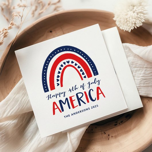Gelukkige 4 juli Amerika | Rood Wit Blauw Regenboo Servet