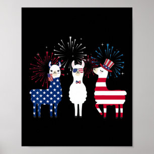 Gelukkige 4 juli Amerikaanse vlag Rode Witte Lama Poster