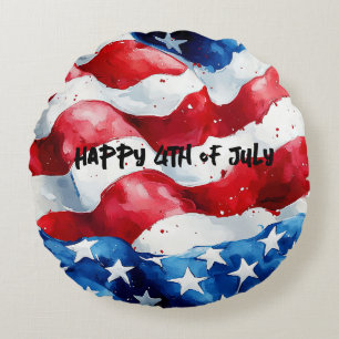 Gelukkige 4 juli Amerikaanse vlag Rond Kussen