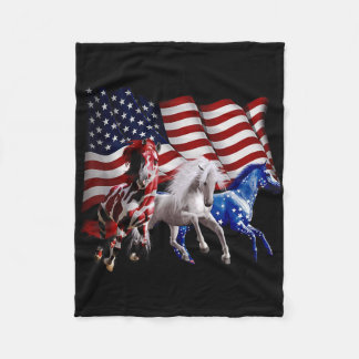 Gelukkige 4 juli Amerikaanse vlag Rood Wit Paard A Fleece Deken