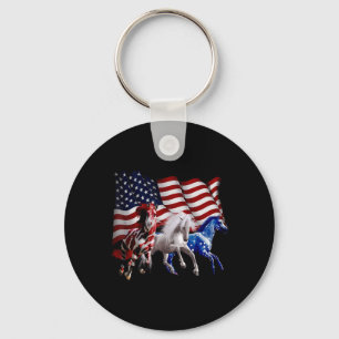 Gelukkige 4 juli Amerikaanse vlag rood wit paard e Sleutelhanger