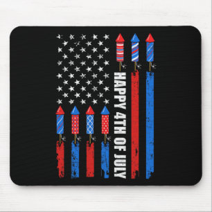 Gelukkige 4 juli Amerikaanse vlag Vuurwerk Patriot Muismat