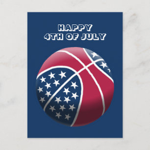 Gelukkige 4 juli basketbal feestdagenkaart