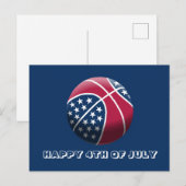 Gelukkige 4 juli basketbal feestdagenkaart (Voorkant / Achterkant)