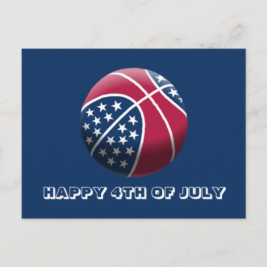 Gelukkige 4 juli basketbal feestdagenkaart (Voorkant)