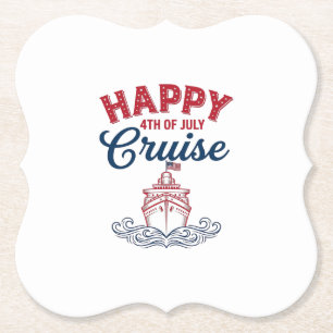 Gelukkige 4 juli Cruise Patriottisch Schip Ontwerp Kartonnen Onderzetters
