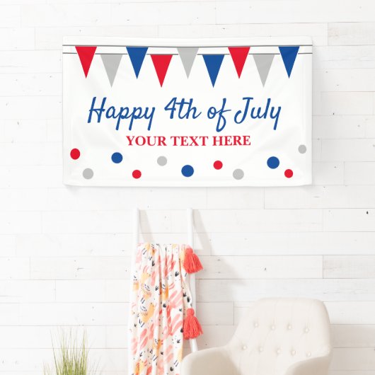 Gelukkige 4 juli feestbanner met gekleurde vlaggen spandoek (Insitu)