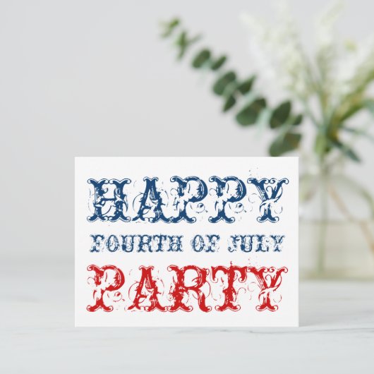 Gelukkige 4 juli feestkaarten voor Onafhankelijkhe Uitnodiging Briefkaart (Staand voorkant)