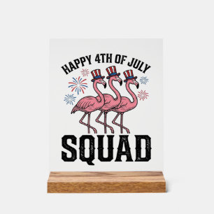 Gelukkige 4 juli Flamingo Squad Vector Design_1 Acryl Bord