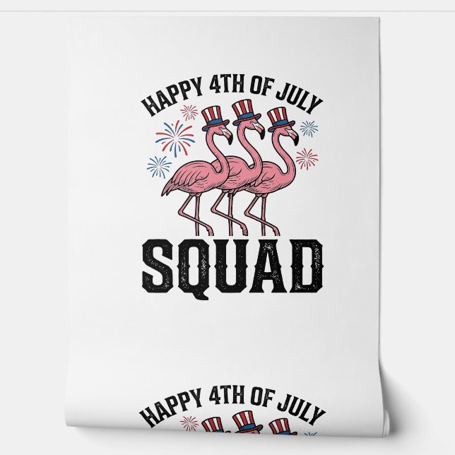 Gelukkige 4 juli Flamingo Squad Vector Design_1 Behang (Afrollen)