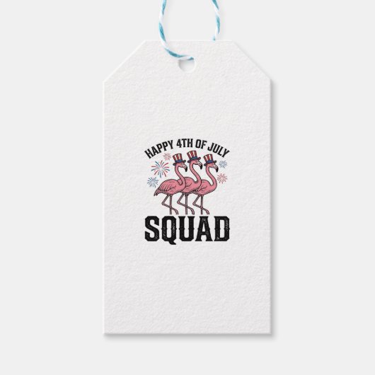 Gelukkige 4 juli Flamingo Squad Vector Design_1 Cadeaulabel (Voorkant)