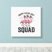 Gelukkige 4 juli Flamingo Squad Vector Design_1 Canvas Afdruk (Insitu (Houten vloer))