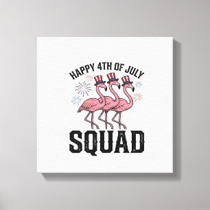 Gelukkige 4 juli Flamingo Squad Vector Design_1 Canvas Afdruk