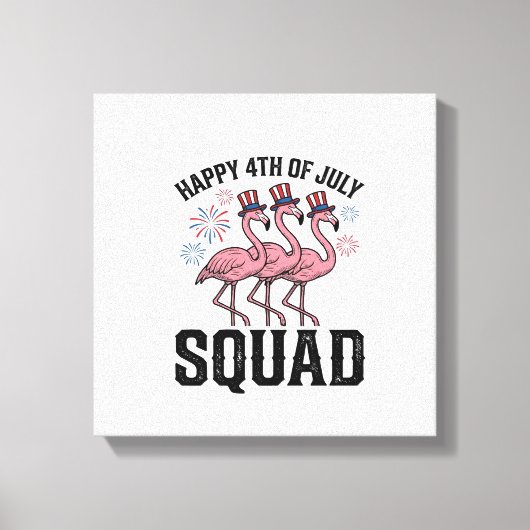 Gelukkige 4 juli Flamingo Squad Vector Design_1 Canvas Afdruk (Voorkant)