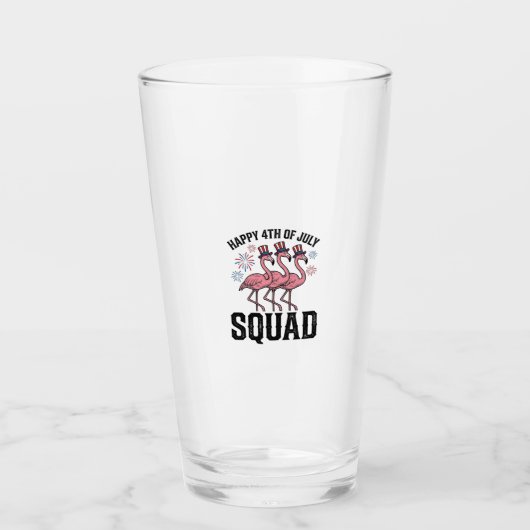 Gelukkige 4 juli Flamingo Squad Vector Design_1 Glas (Voorkant)