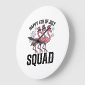 Gelukkige 4 juli Flamingo Squad Vector Design_1 Grote Klok (Hoek)
