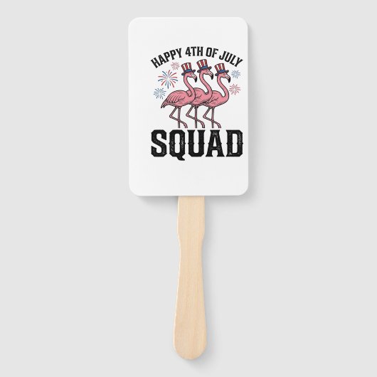 Gelukkige 4 juli Flamingo Squad Vector Design_1 Handwaaier (Voorkant)