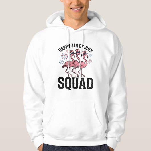 Gelukkige 4 juli Flamingo Squad Vector Design_1 Hoodie (Voorkant)