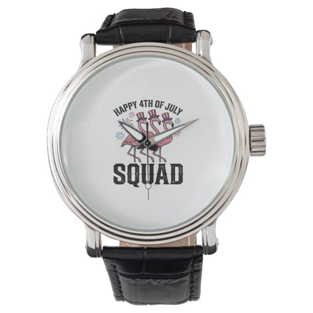 Gelukkige 4 juli Flamingo Squad Vector Design_1 Horloge (Voorkant)