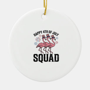 Gelukkige 4 juli Flamingo Squad Vector Design_1 Keramisch Ornament