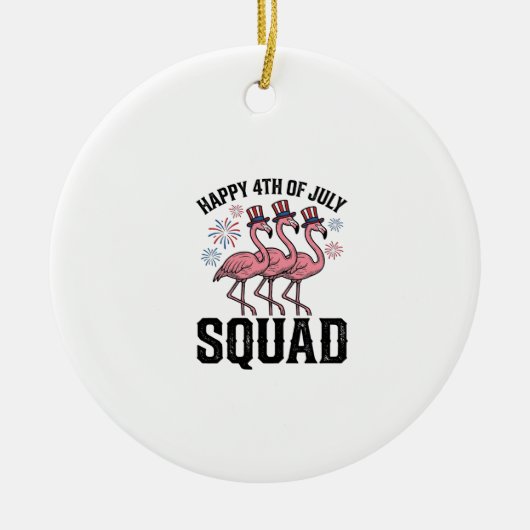 Gelukkige 4 juli Flamingo Squad Vector Design_1 Keramisch Ornament (Voorkant)