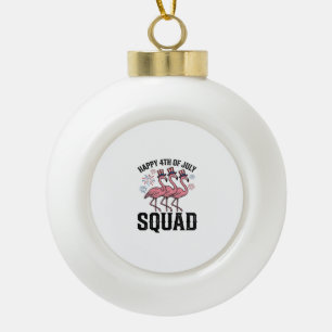 Gelukkige 4 juli Flamingo Squad Vector Design_1 Keramische Bal Ornament