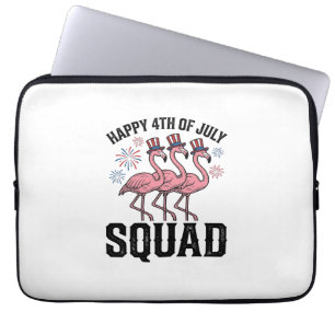 Gelukkige 4 juli Flamingo Squad Vector Design_1 Laptop Sleeve
