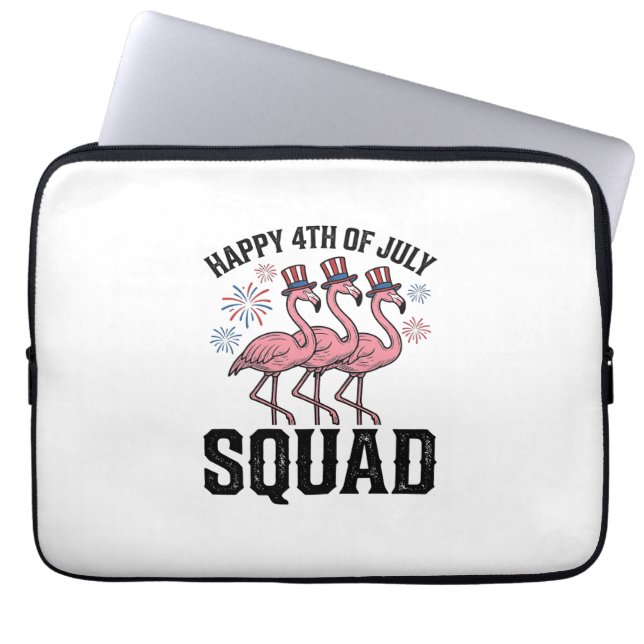 Gelukkige 4 juli Flamingo Squad Vector Design_1 Laptop Sleeve (Voorkant)