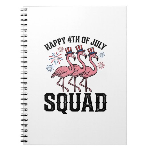 Gelukkige 4 juli Flamingo Squad Vector Design_1 Notitieboek (Voorkant)
