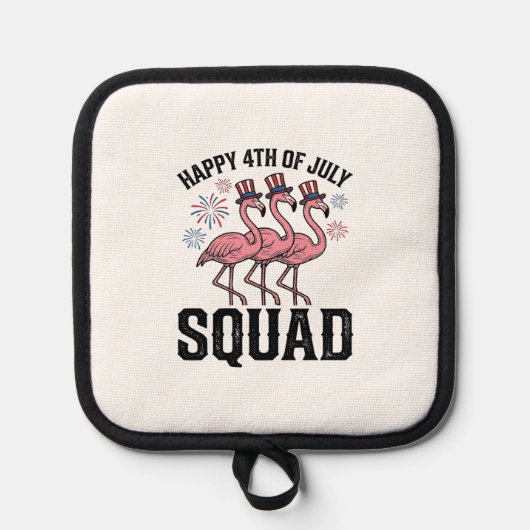 Gelukkige 4 juli Flamingo Squad Vector Design_1 Pannenlap (Voorkant)