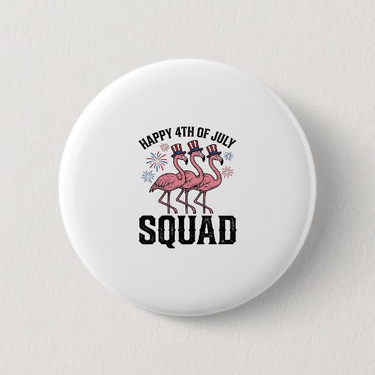 Gelukkige 4 juli Flamingo Squad Vector Design_1 Ronde Button 5,7 Cm (Voorkant)