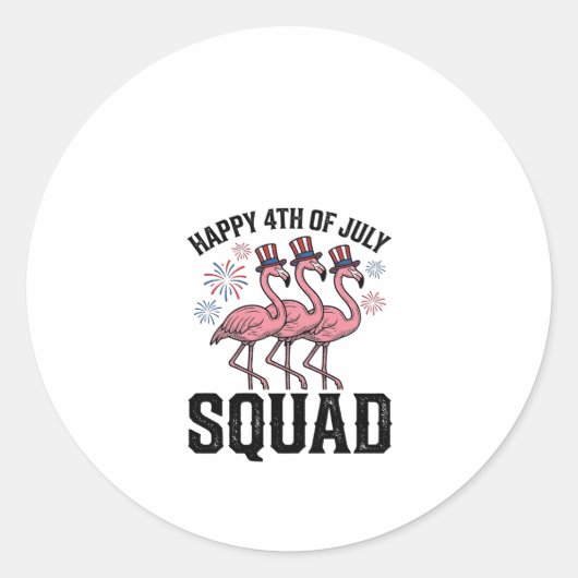 Gelukkige 4 juli Flamingo Squad Vector Design_1 Ronde Sticker (Voorkant)