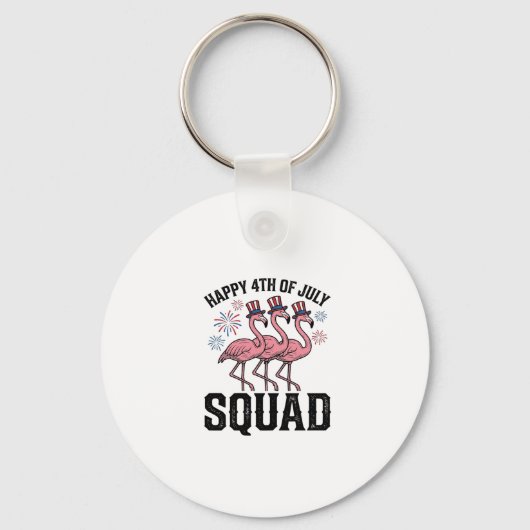 Gelukkige 4 juli Flamingo Squad Vector Design_1 Sleutelhanger (Voorkant)