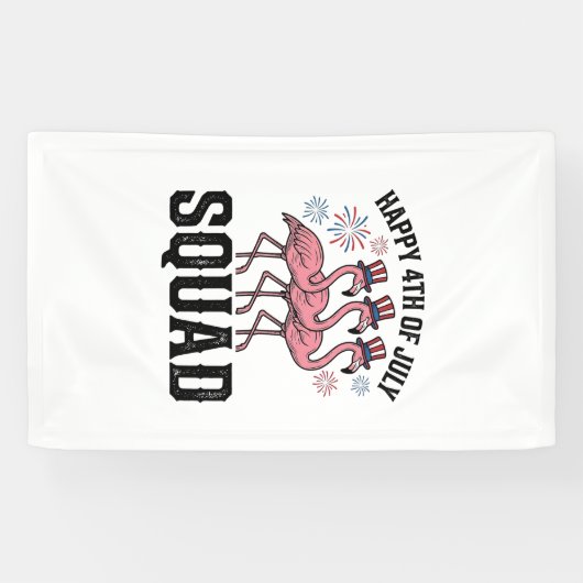 Gelukkige 4 juli Flamingo Squad Vector Design_1 Spandoek (Horizontaal)