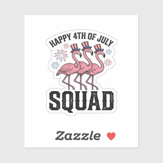 Gelukkige 4 juli Flamingo Squad Vector Design_1 Sticker (Vel)