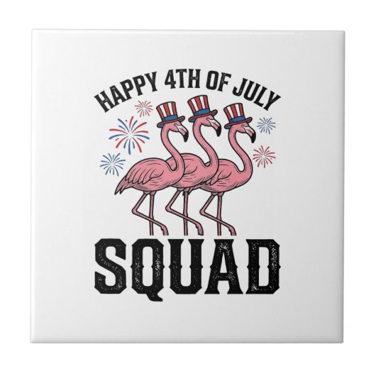 Gelukkige 4 juli Flamingo Squad Vector Design_1 Tegeltje (Voorkant)