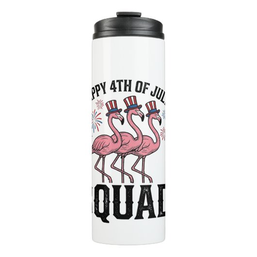 Gelukkige 4 juli Flamingo Squad Vector Design_1 Thermosbeker (Voorkant)