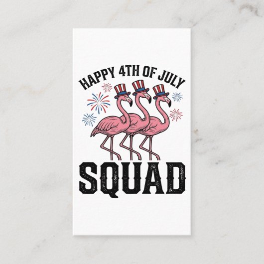 Gelukkige 4 juli Flamingo Squad Vector Design_1 Visitekaartje (Voorkant)