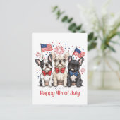 Gelukkige 4 juli Franse Bulldogs Briefkaart (Staand voorkant)