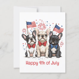 Gelukkige 4 juli Franse Bulldogs Briefkaart