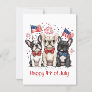 Gelukkige 4 juli Franse Bulldogs Briefkaart