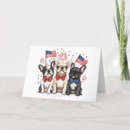 Gelukkige 4 juli Franse Bulldogs Feestdagen Kaart