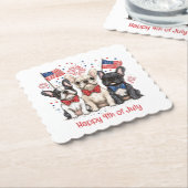 Gelukkige 4 juli Franse Bulldogs Kartonnen Onderzetters (Gebogen)