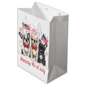 Gelukkige 4 juli Franse Bulldogs Medium Cadeauzakje (Voorkant Gekanteld)